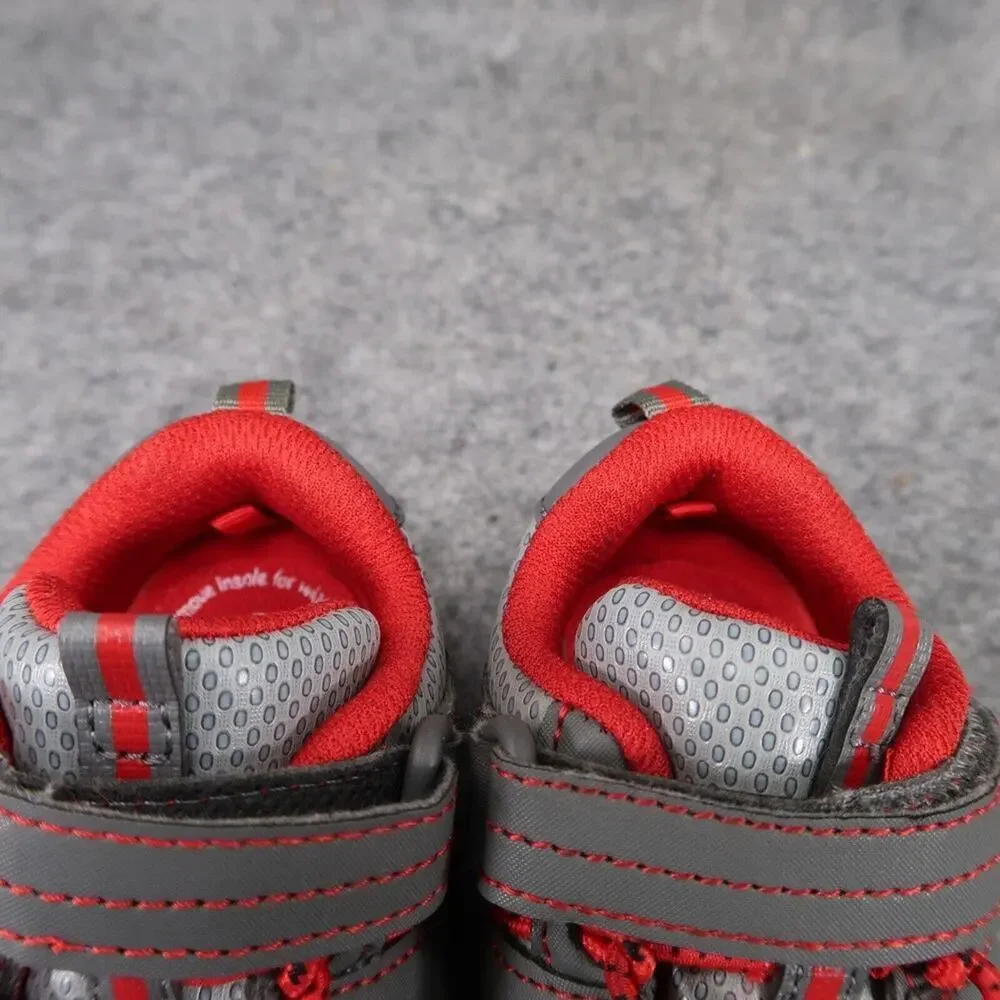 Athletic Works Shoes Baby 5 Sneakers Bungee Active Adjustable Strap Gray Red Kid